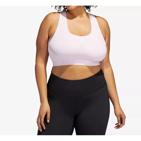 Adidas Women's Pink Power React Padded Training Bra (HC7852)‎ Size 1X - NWT - Picture 1 of 16